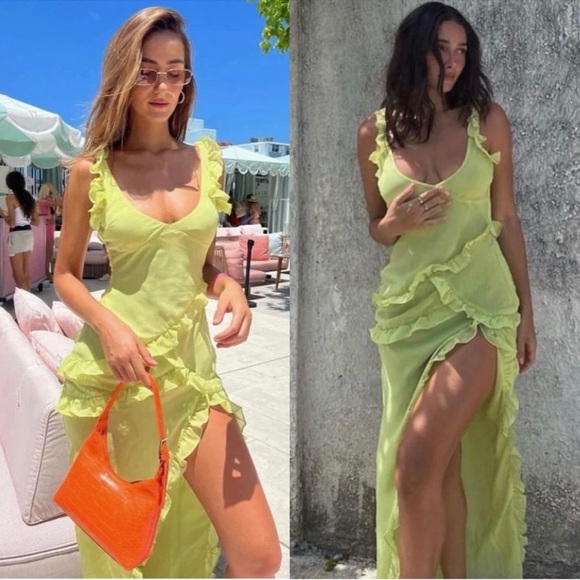 House of CB Dresses & Skirts - House of CB Pixie Lime Ruffle Maxi Dress